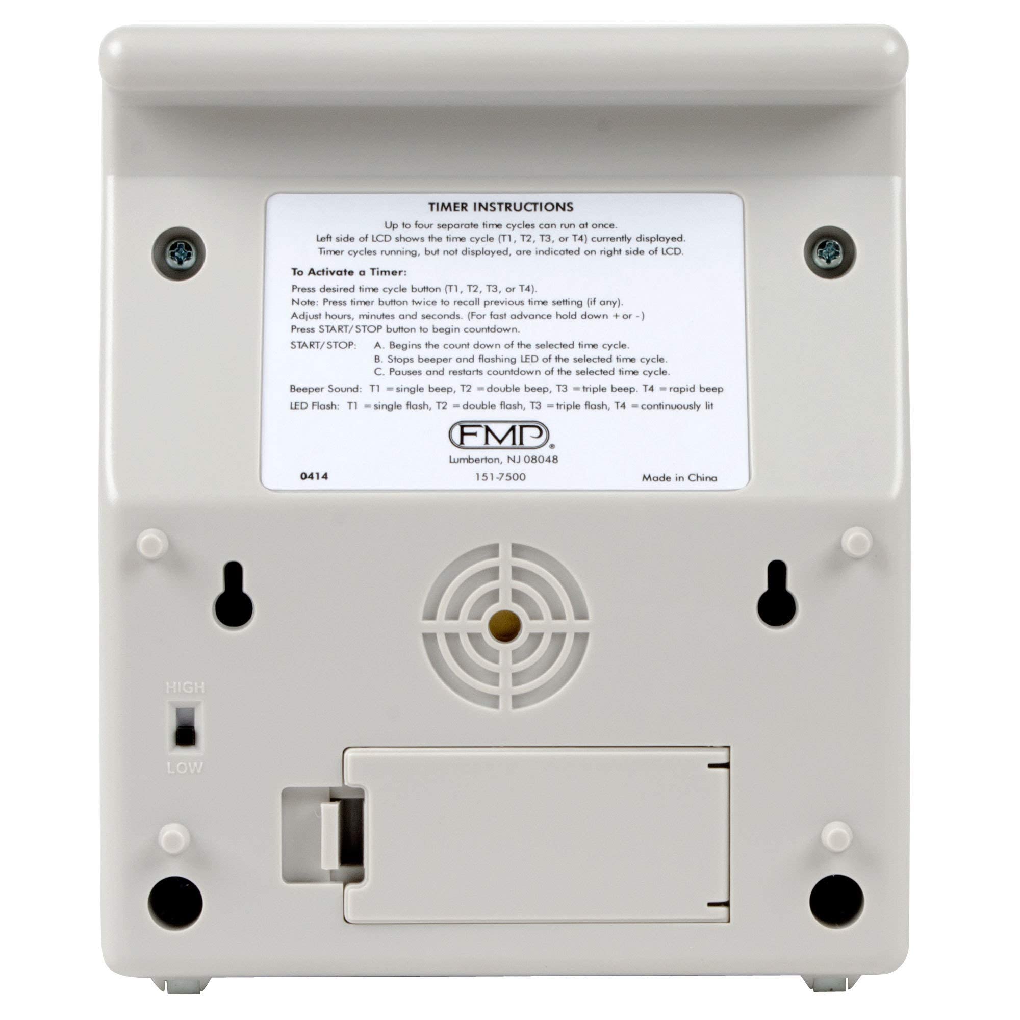 Fmp Digital 4 Channel Commercial Kitchen Countdown Timer, Water Resistant, 7-Inch Height, White